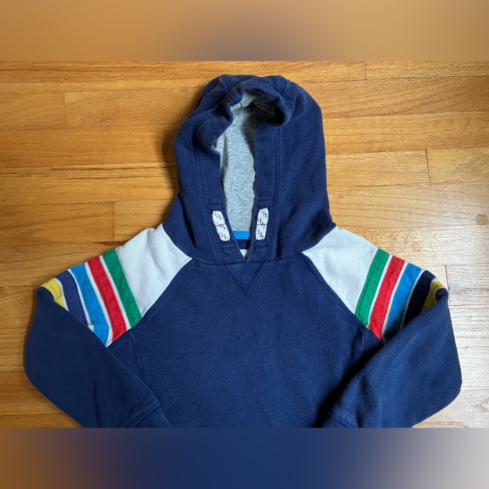Mini Boden hooded pullover sweatshirt - Kids' Size 4-5 - w/pockets & stripes